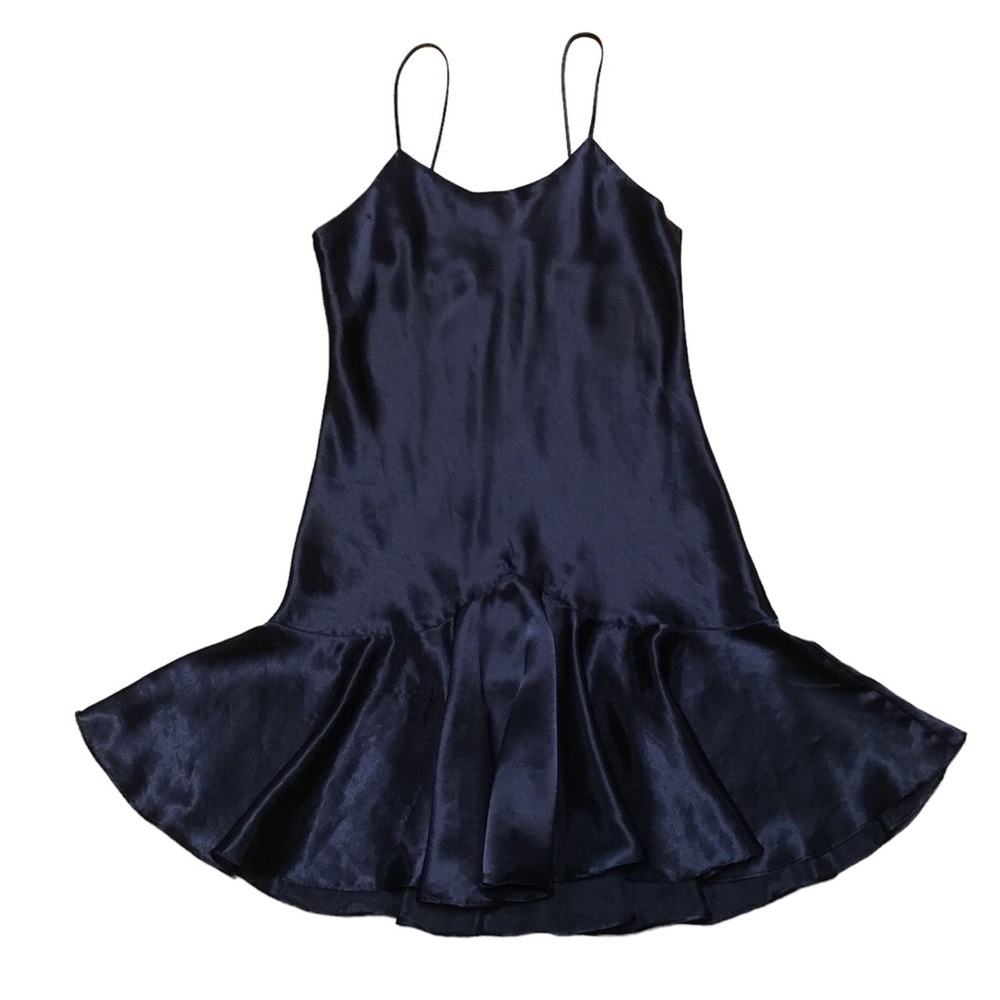 Victoria’s Secret Vintage Gold Label Catalog Navy Blue Slip Dress Lingerie M
